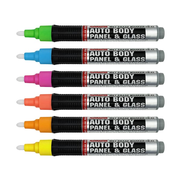Mighty Marker FM-43 Mighty Marker, Flomaster Autobody & Glass, 6PK 60443 - main